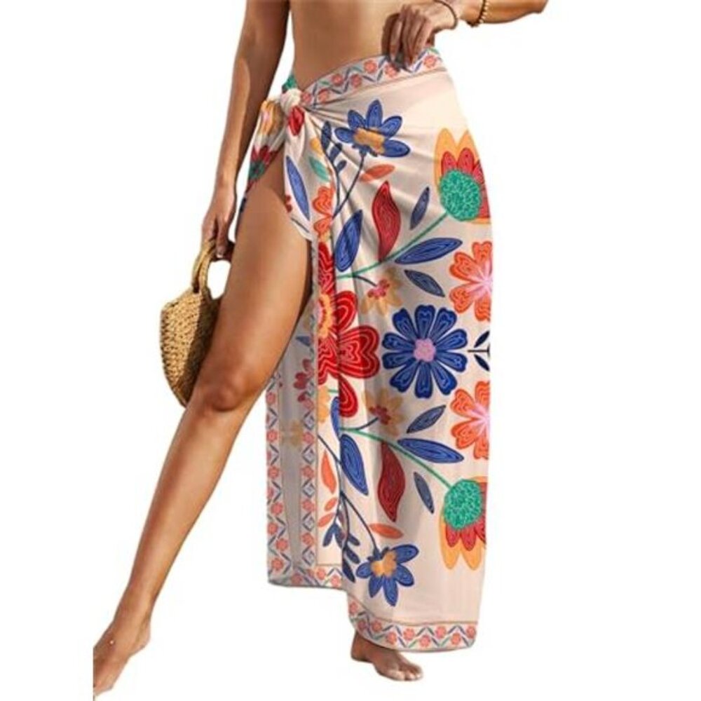 Women's Sheer Sarong High Slit One Size Swimsuit Coverup